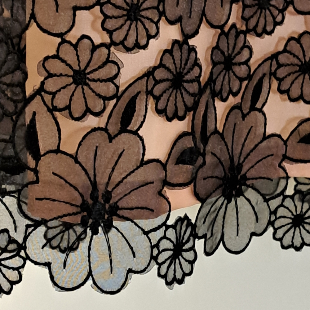 Mark Shale Strapless Black & Brown Organza Lace Overlay Lined Dress Misses 8 - Picture 6 of 9